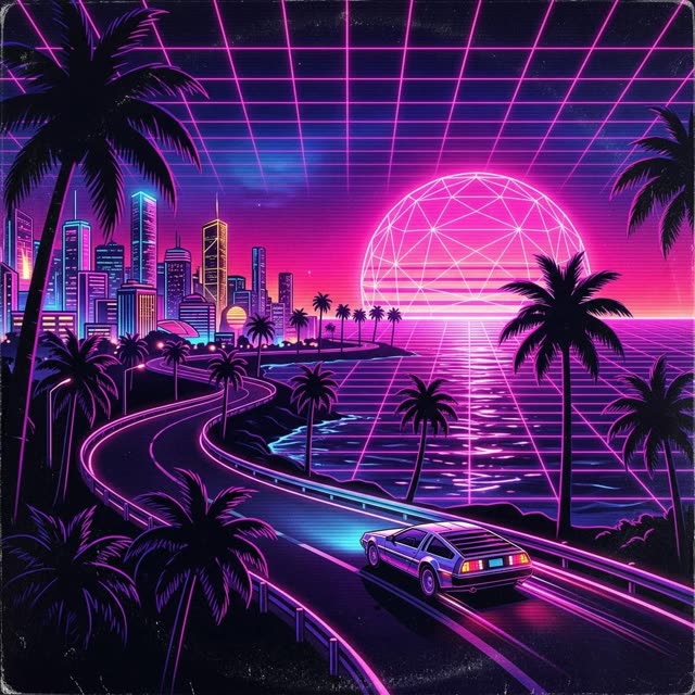 Illustrated Neon Coastline cover art