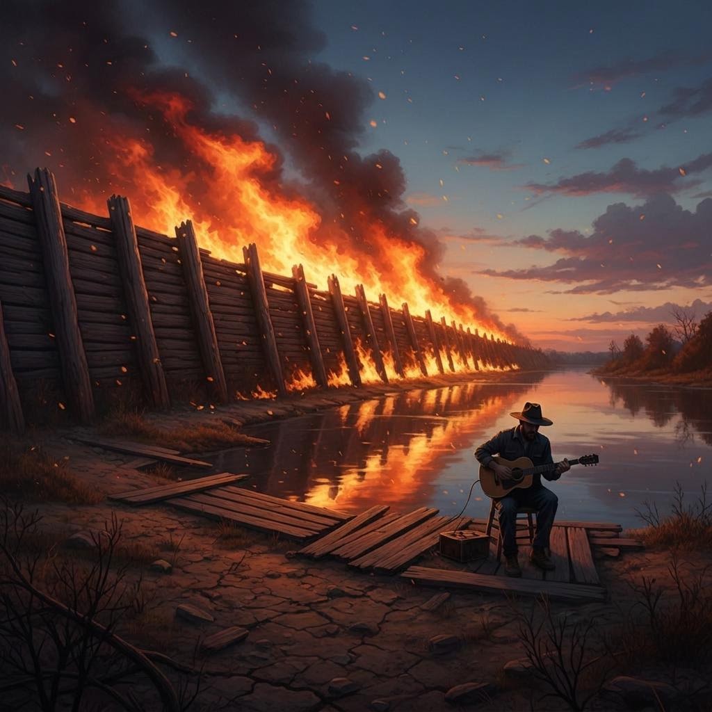 Fire on the Levee artwork by Delta Nightmare